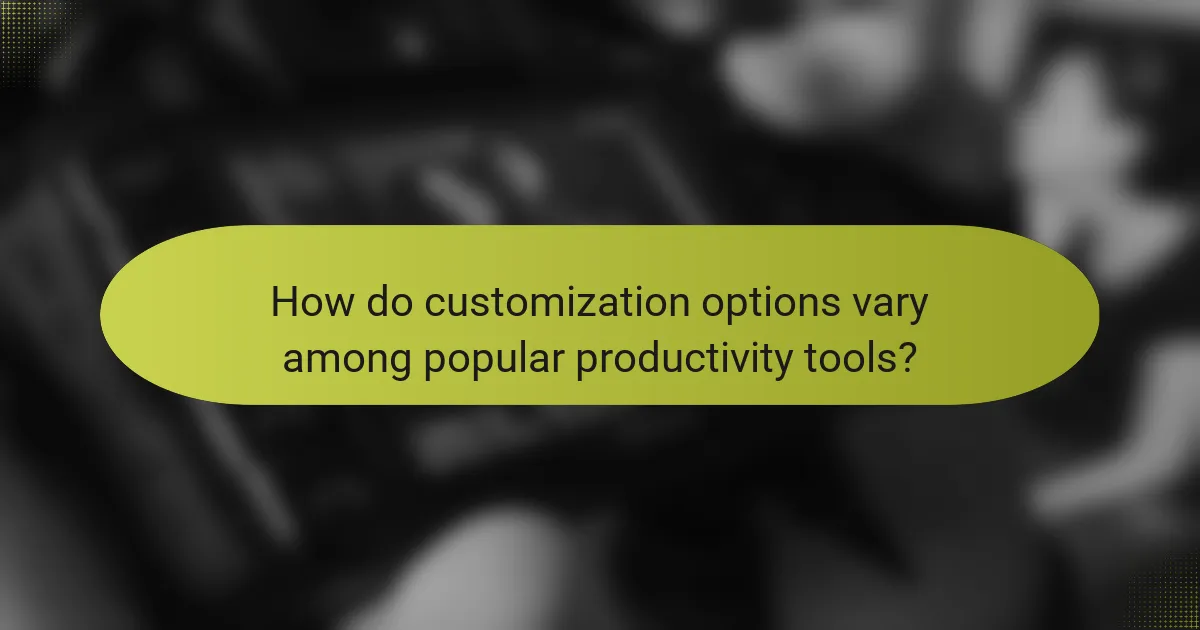 How do customization options vary among popular productivity tools?