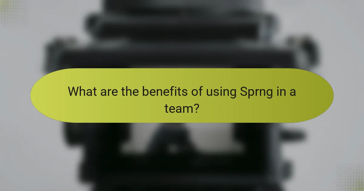 What are the benefits of using Sprng in a team?